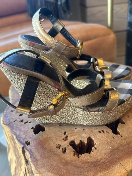 Gold Burberry Wedges - Picture 2 of 2